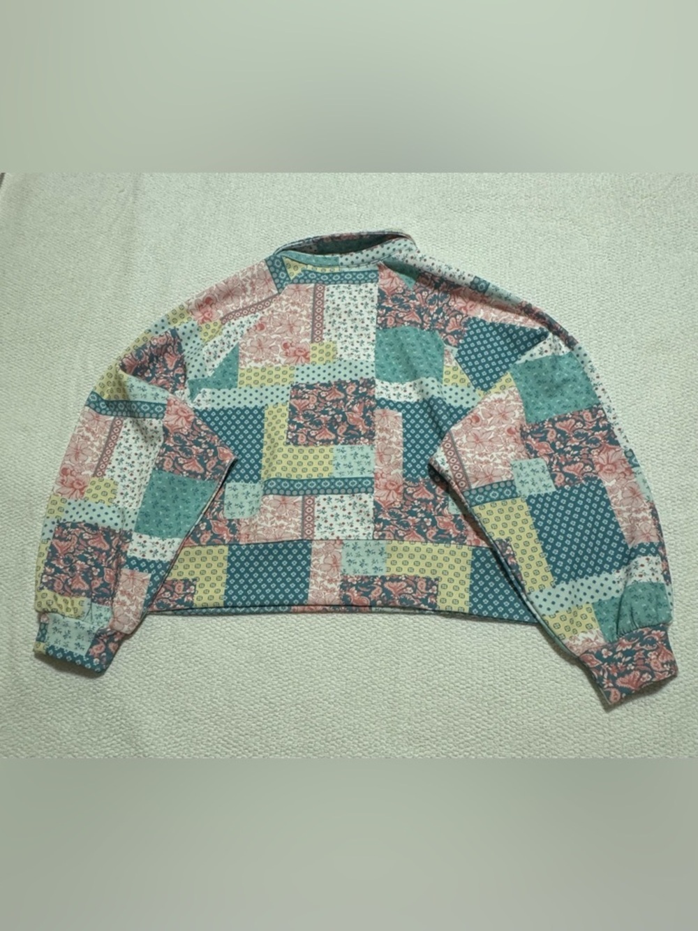 Simply Southern Women L Multi Patchwork Floral Print Slightly Cropped Polo Shirt - Picture 13 of 13